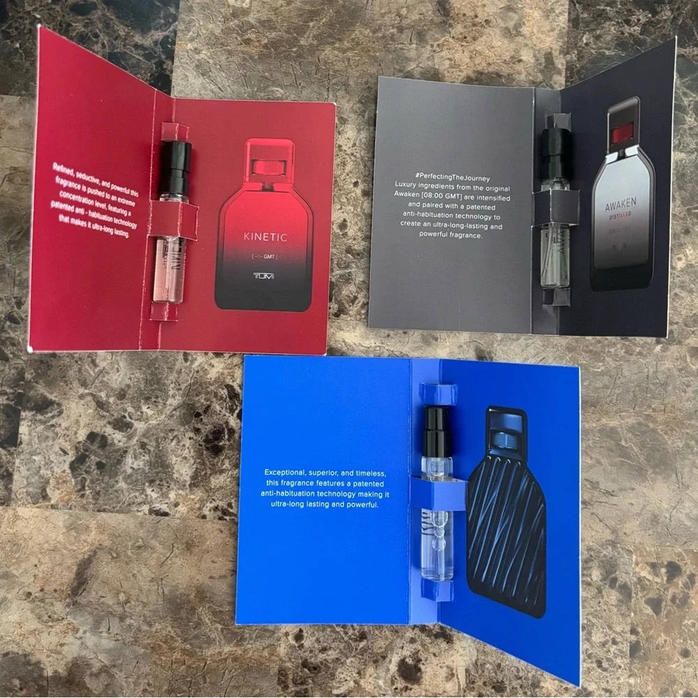 Tumi Fragrance Sample Set 2ml Each Lot of 3 Sprayers Beauty Skin Bodycare New